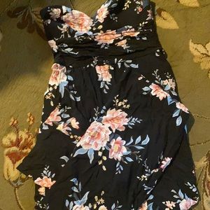 Strapless floral pantsuit